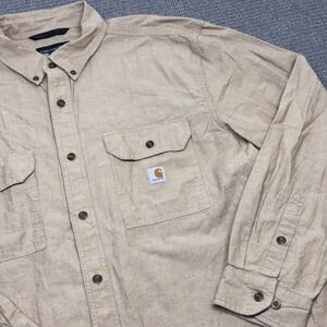 Carhartt Mens Loose Fit Cotton Canvas Button Down Shirt Tan XL TW4368-M